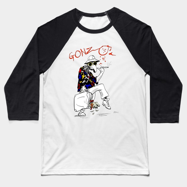 Gonzo (Fear and Loathing Parody) Baseball T-Shirt by Philip_de_Goya